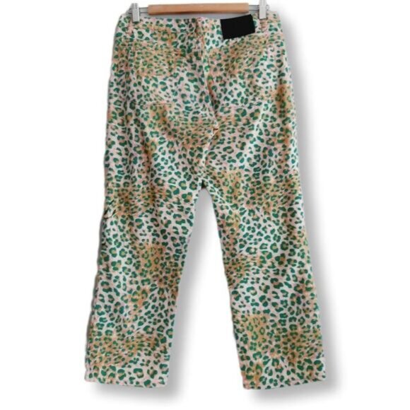 ANNA MOLINARI Floral Embroidered Crop Jeans Leopard Print Sz M - Picture 7 of 12
